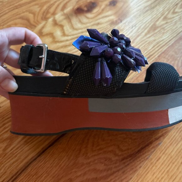 MARNI gem crystal scuba sporty color-blocked platform sandals 38 / 8 - Picture 6 of 6